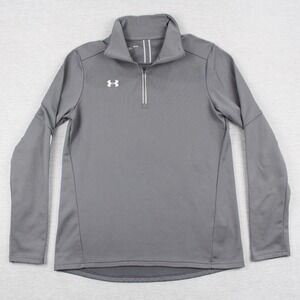 Under Armour 1/4 Zip Pullover Womens Size M Gray Qualifier Long Sleeve Polyester